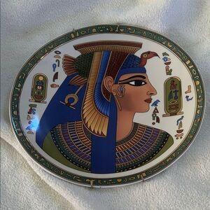 Egyptian Queen Wall Art with Blue and Gold Accents
